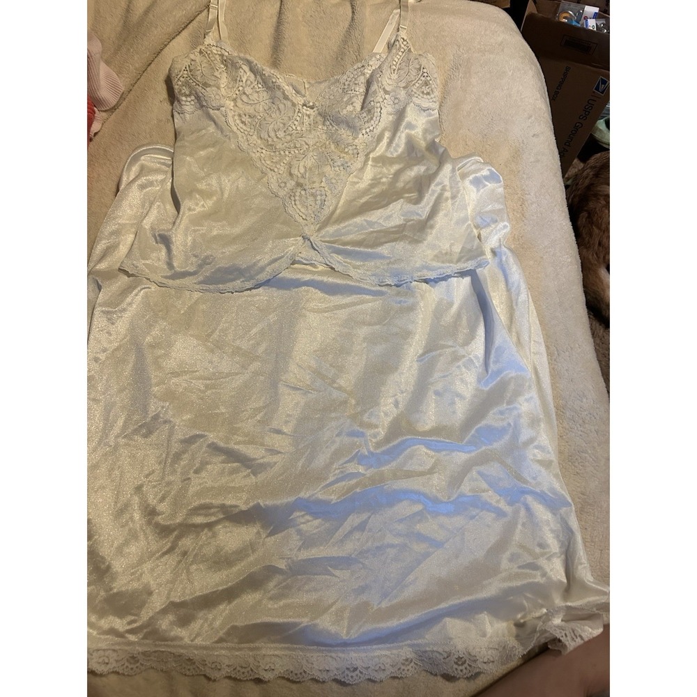 Vintage Vassarette & Deena Satin Lace Lingerie Set Slip Nightgown Medium